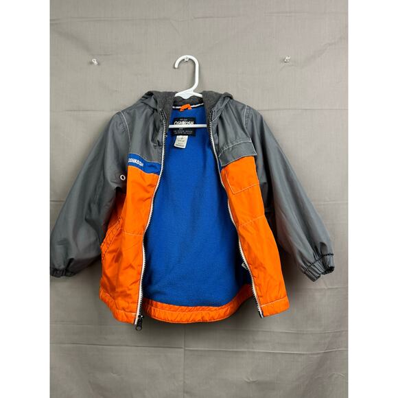 OshKosh B'gosh Toddler Boy Orange Gray Blue Hoodie Jacket, Size 3T - Picture 2 of 5